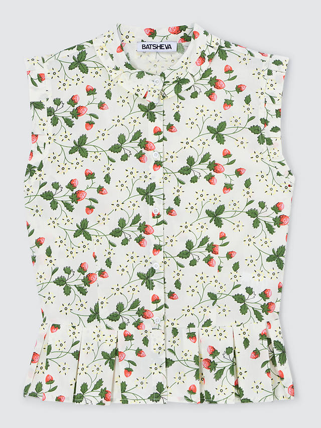 Batsheva x Laura Ashley Mared Strawberry Field Shirt, White/Multi