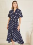 Mela London Spot Print Wrap Dress, Navy
