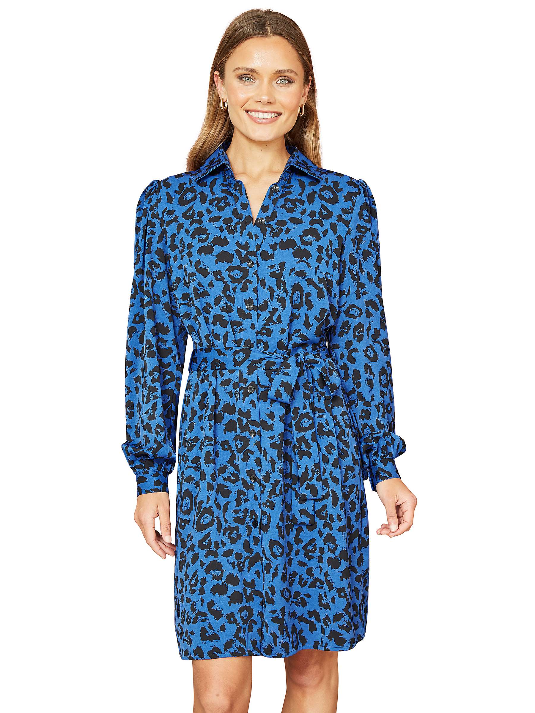 Buy Mela London Animal Print Shirt Dress, Blue/Black Online at johnlewis.com