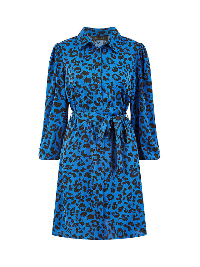 Mela London Animal Print Shirt Dress, Blue/Black