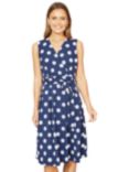 Mela London Spot Print Wrap Midi Dress, Navy