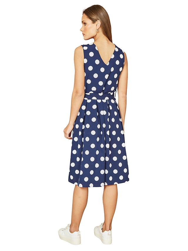 Mela London Spot Print Wrap Midi Dress, Navy