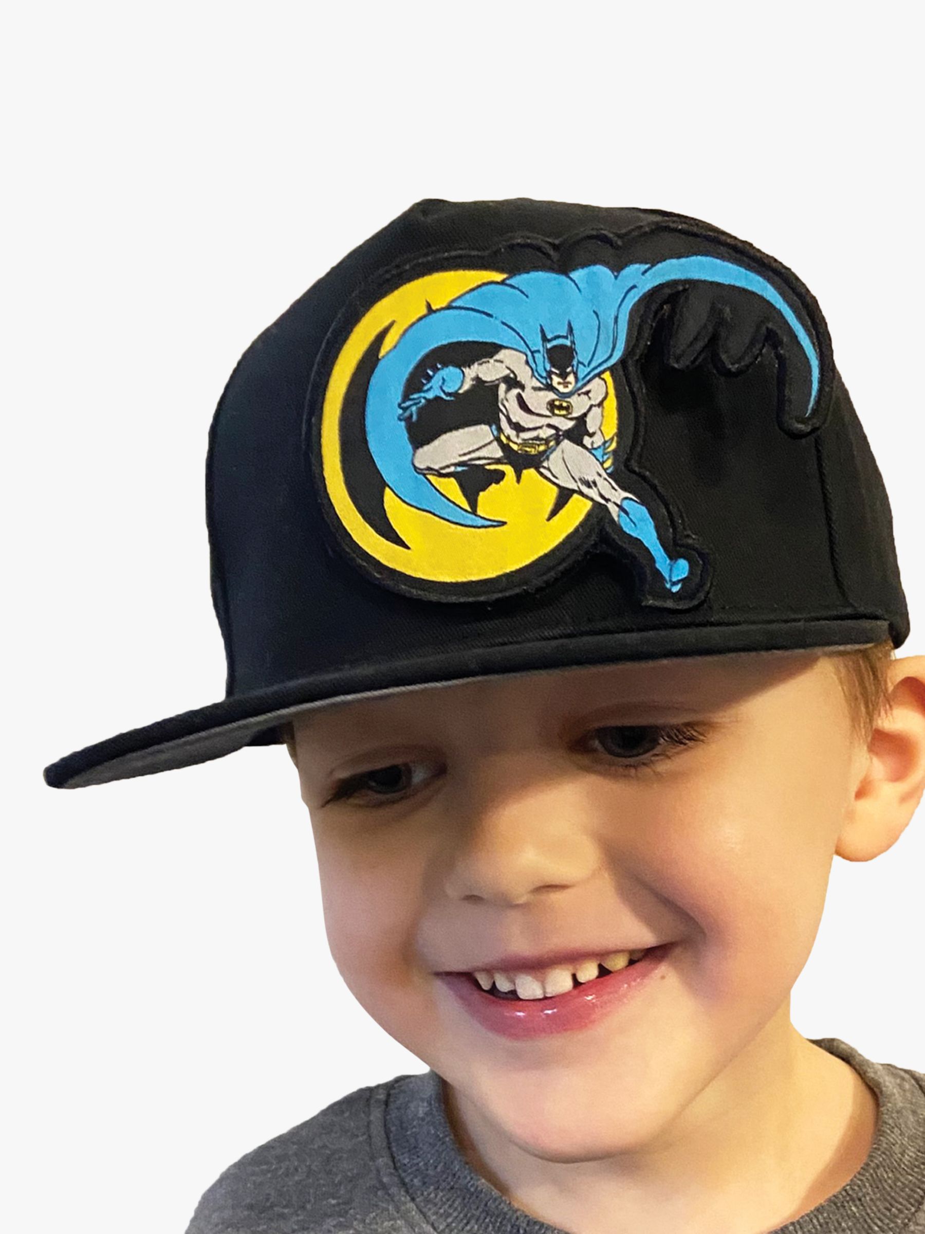 Fabric Flavours Kids' Batman Interchangeable Badges Cap, Black, One Size