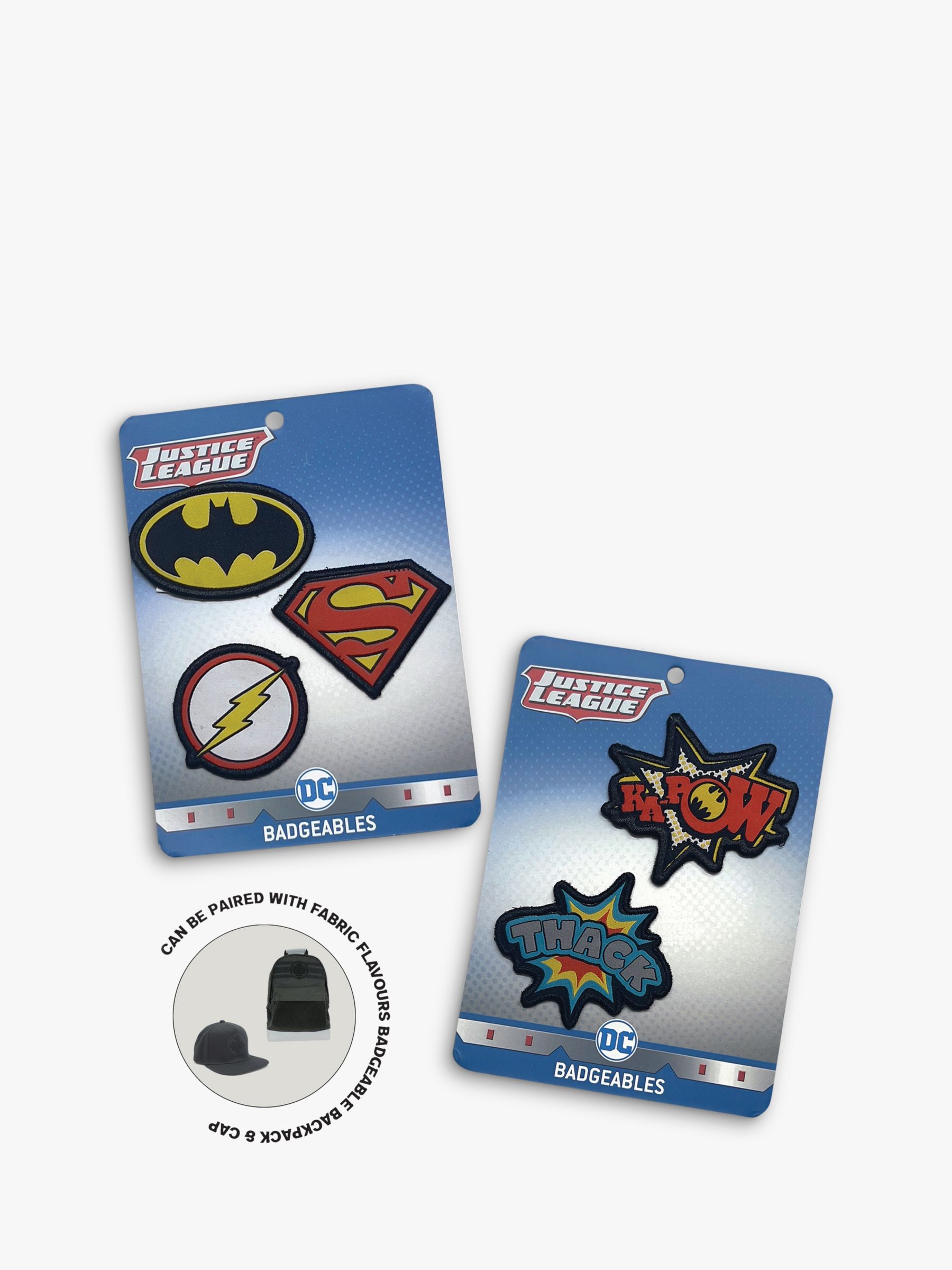 Fabric Flavours Kids' DC Interchangeable Badges, Pack Of 2, Multi, One Size