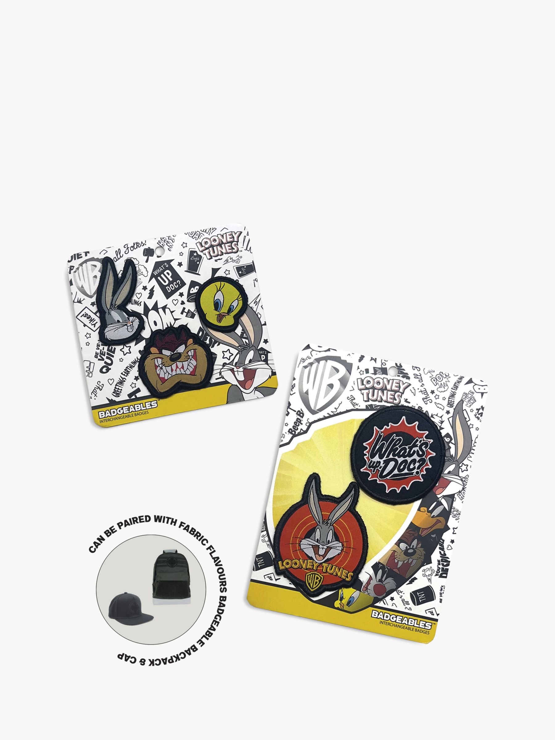 Fabric Flavours Kids' Looney Tunes Interchangeable Badgeables, Pack Of 2, Multi, One Size