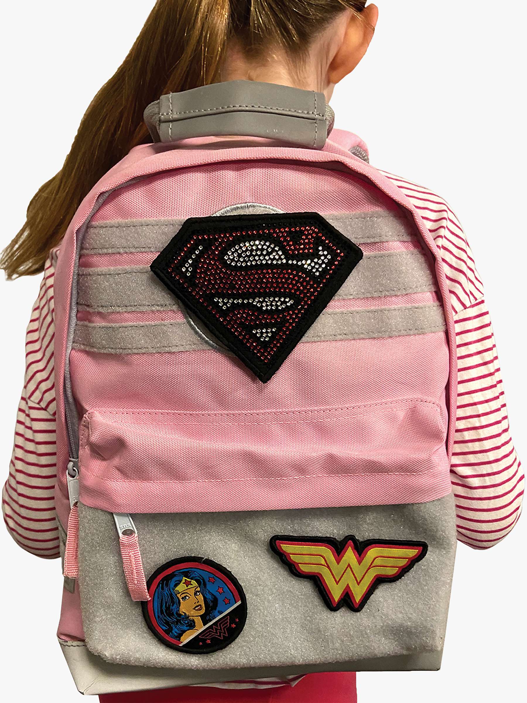 Buy Fabric Flavours Kids' Wonder Woman Interchangeable Badges Backpack, Pink Online at johnlewis.com