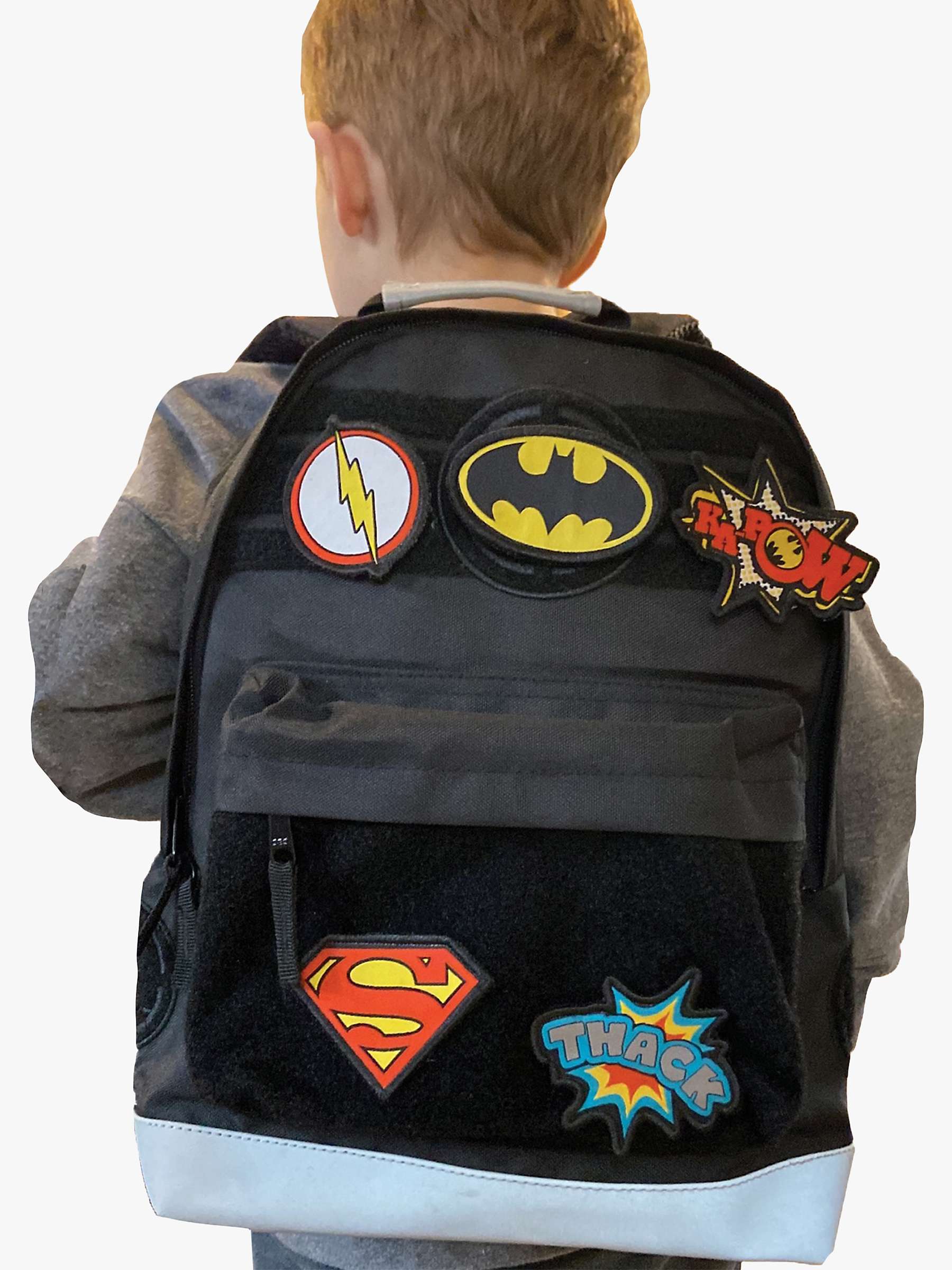 Buy Fabric Flavours Kids' Justice League Interchangeable Badges Backpack, Black Online at johnlewis.com