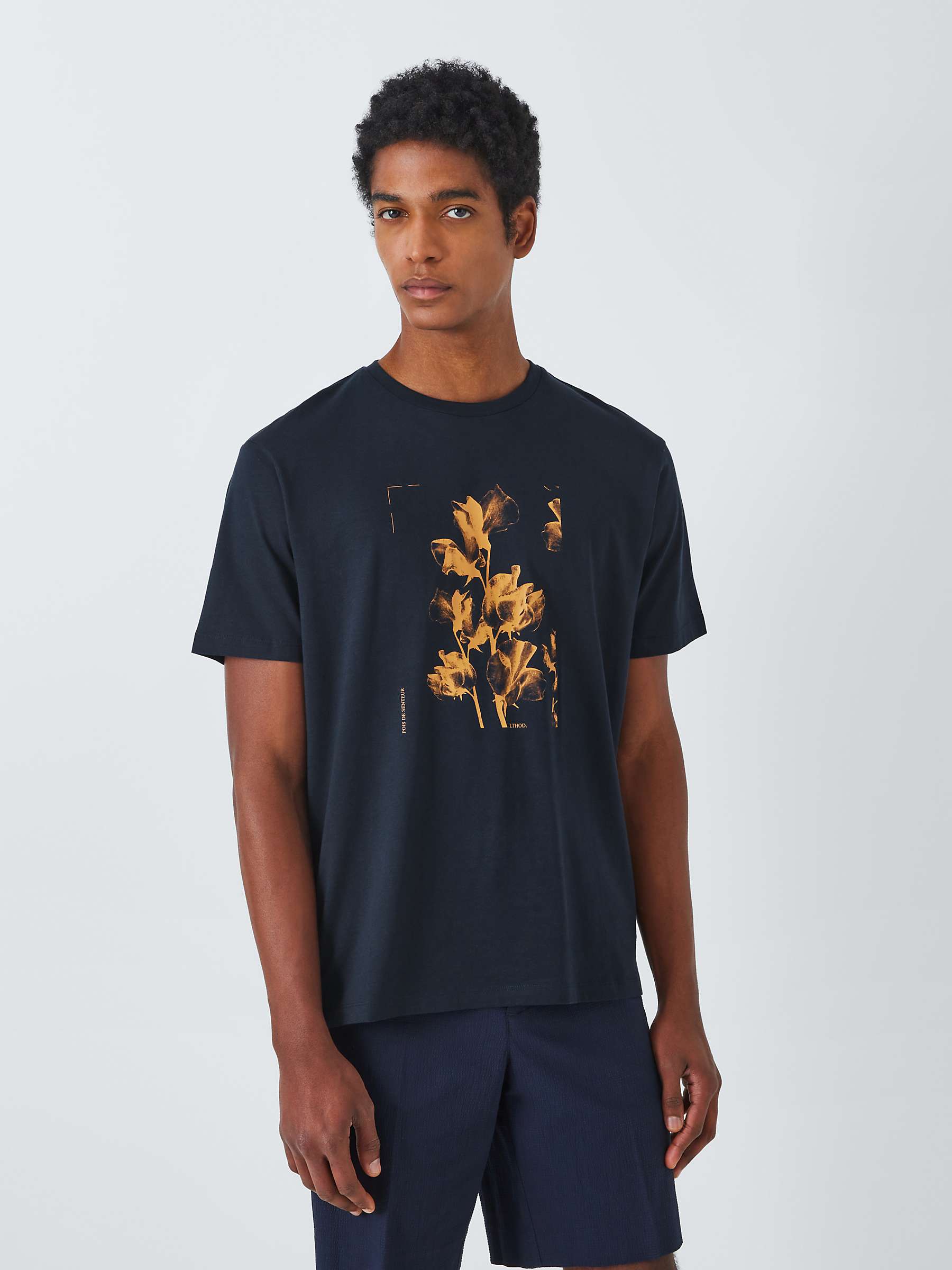 Buy Kin Abstract Sweet Pea Short Sleeve T-Shirt, Dark Navy Online at johnlewis.com