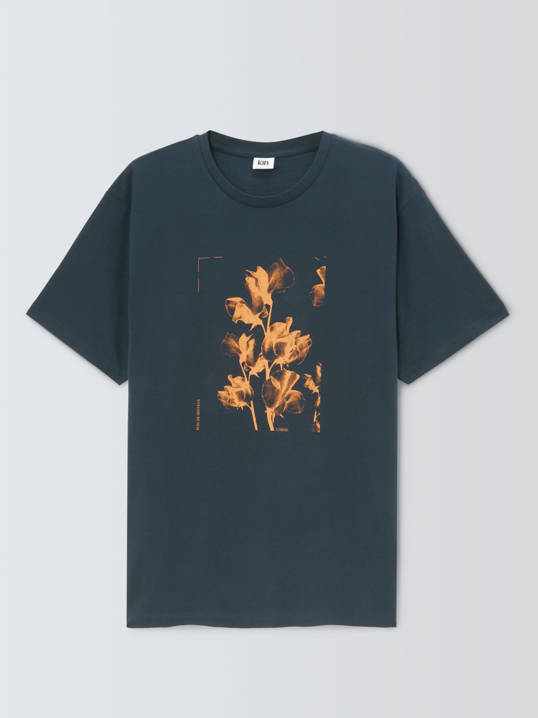 Kin Abstract Sweet Pea Short Sleeve T-Shirt, Dark Navy, M