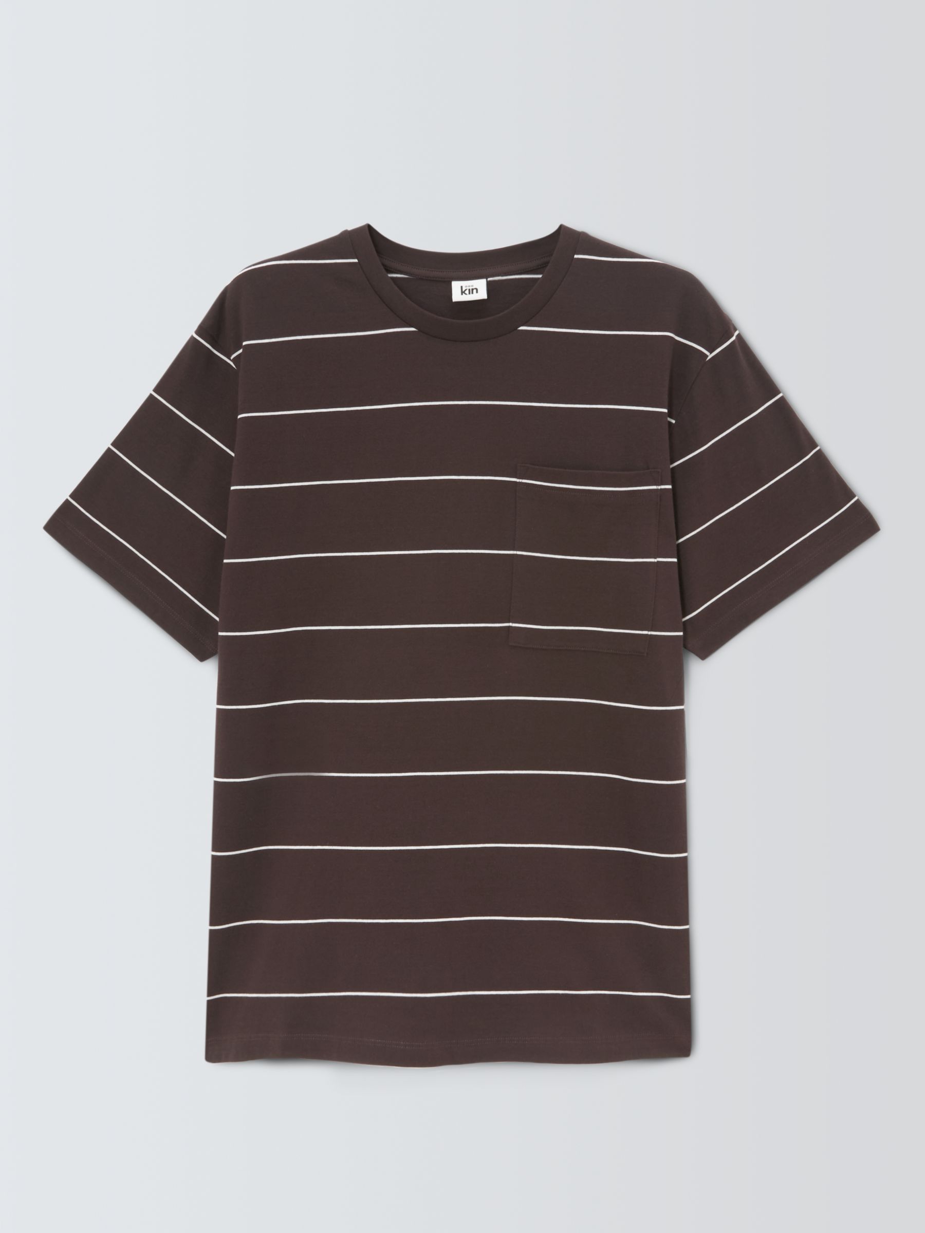 Kin Space Stripe Pocket Short Sleeve T-Shirt, Chocolate/Plum, S
