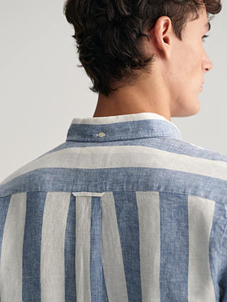 GANT Striped Linen Long Sleeve Shirt, Blue/White