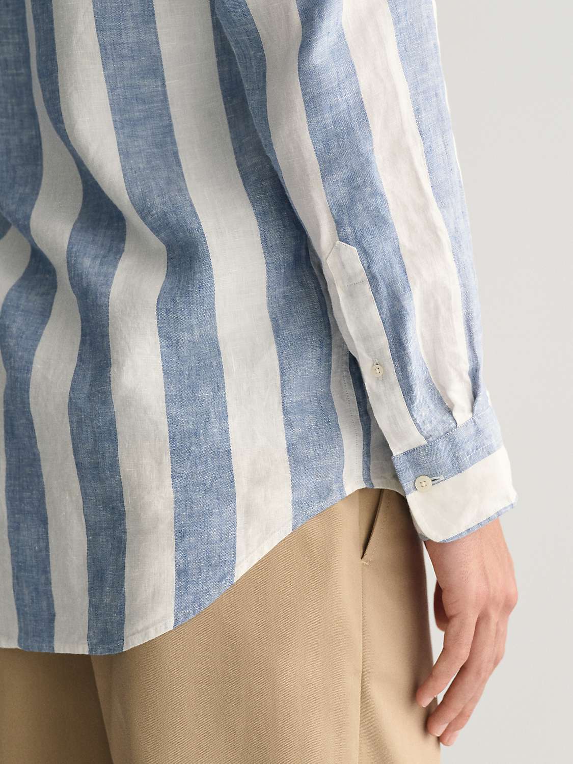 Buy GANT Striped Linen Long Sleeve Shirt, Blue/White Online at johnlewis.com