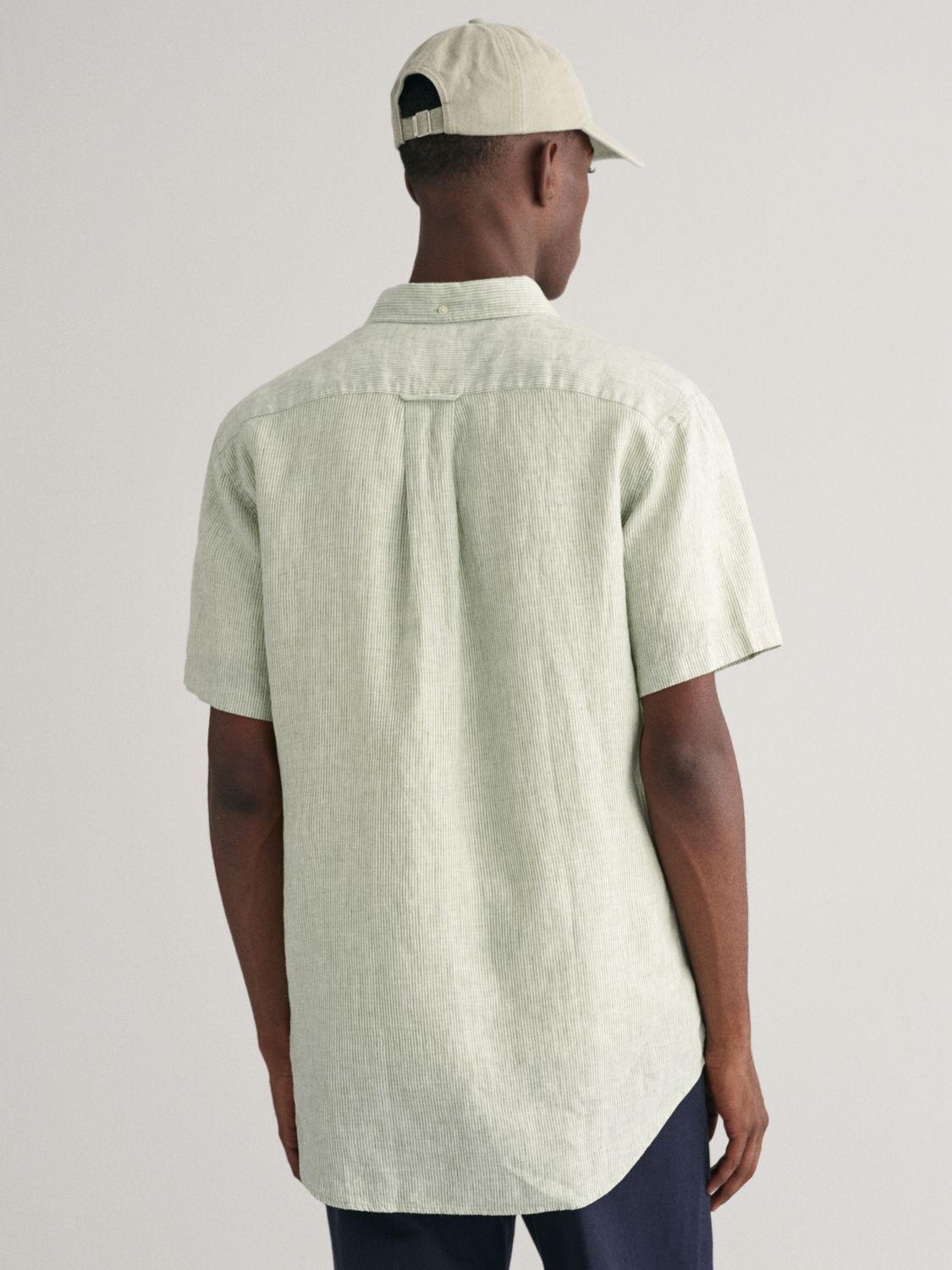 GANT Linen Short Sleeve Shirt, Green, XL