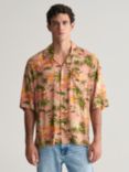 GANT Short Sleeved Tropical Print Shirt, Pink/Multi