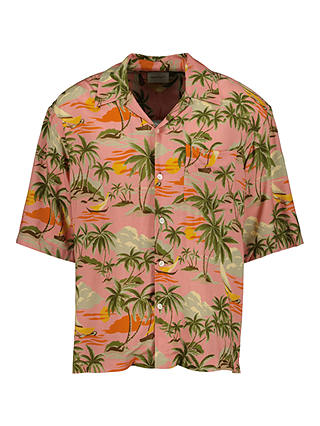 GANT Short Sleeved Tropical Print Shirt, Pink/Multi