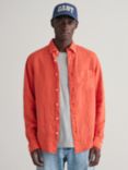 GANT Regular Fit Dyed Linen Shirt, Orange, Orange