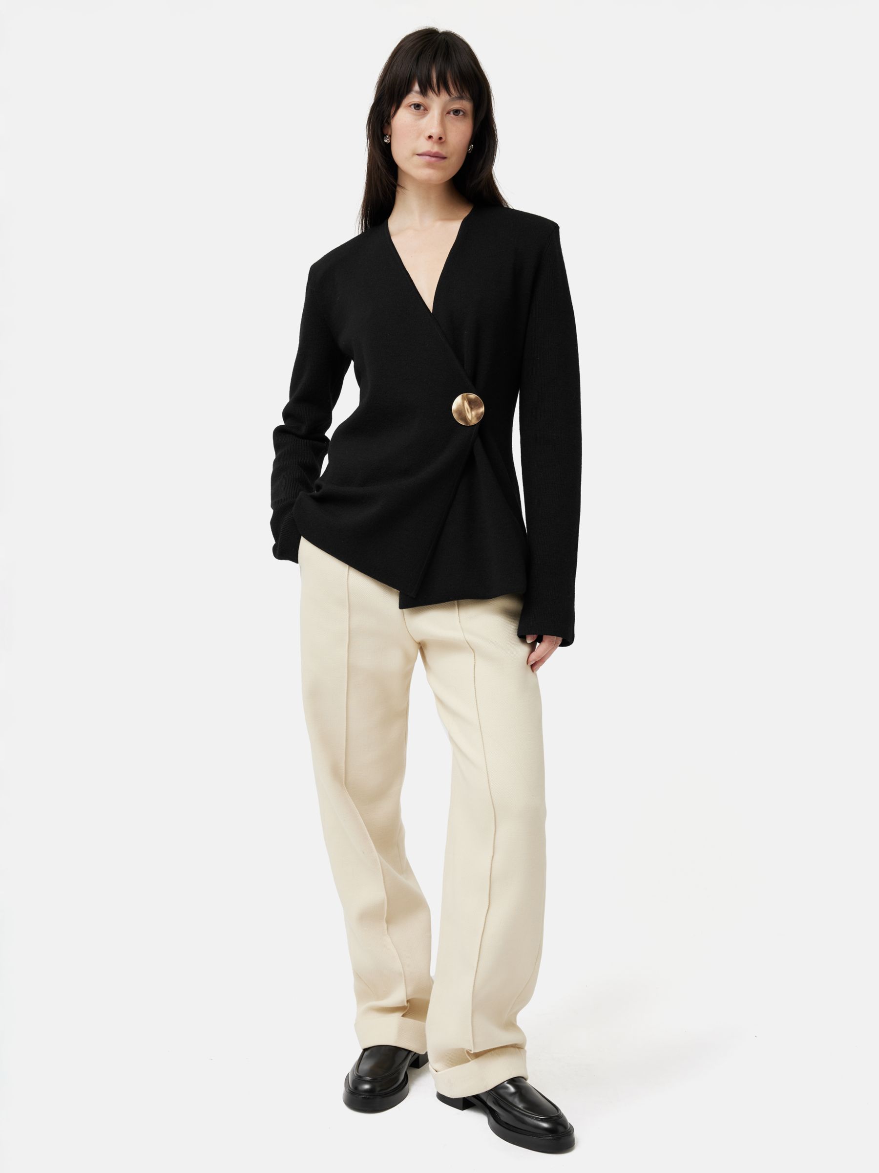 Buy Jigsaw Milano Gold Disc Knitted Jacket, Black Online at johnlewis.com