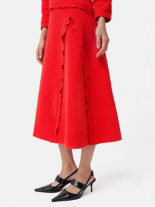 Jigsaw Heavy Ponte Crepe Midi Dress, Red