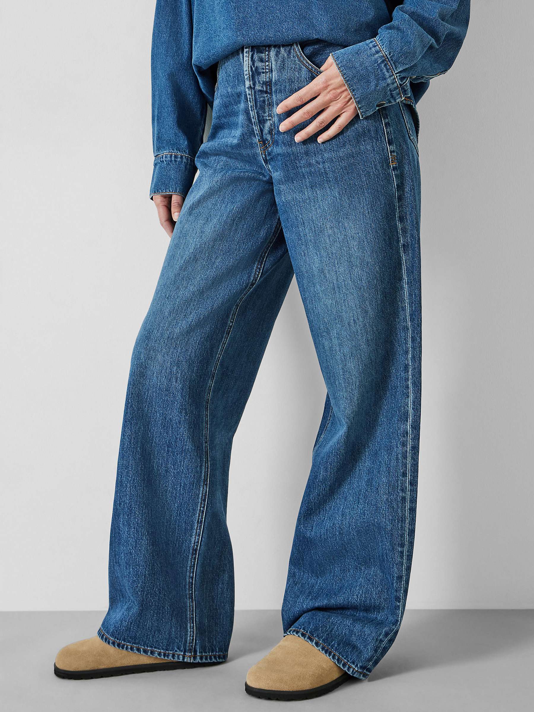 Buy HUSH Katie Baggy Straight Jeans, Mid Authentic Blue Online at johnlewis.com
