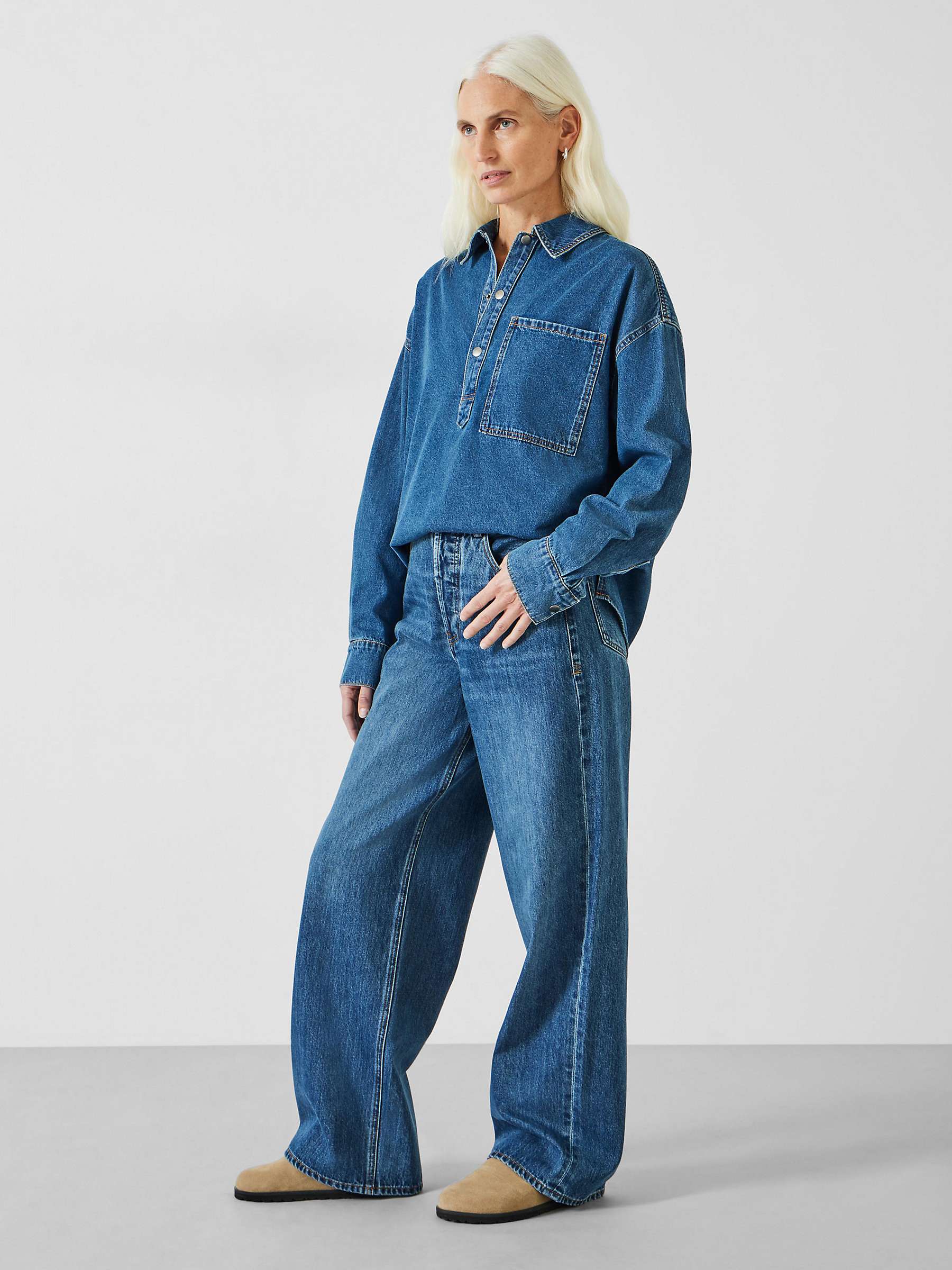 Buy HUSH Katie Baggy Straight Jeans, Mid Authentic Blue Online at johnlewis.com