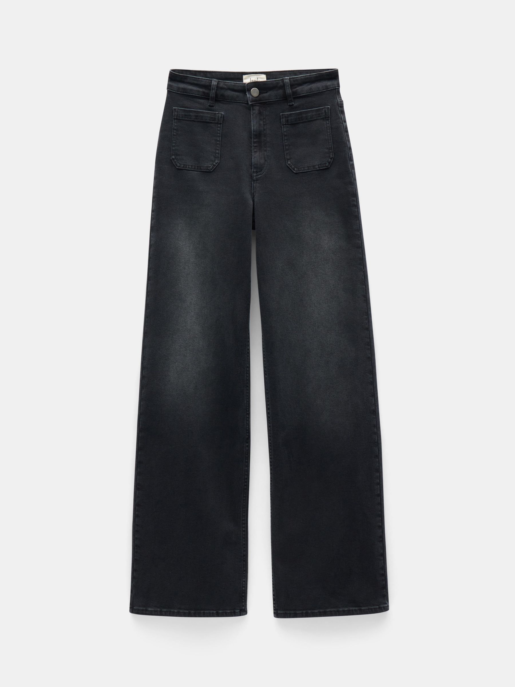 HUSH Rowan Flared Jeans, Washed Black at John Lewis & Partners