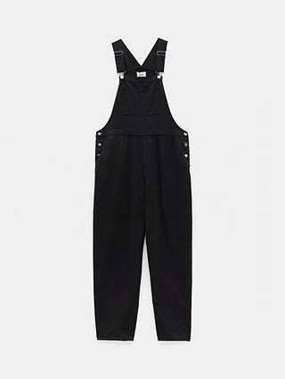 HUSH Wilma Cotton Blend Dungarees, Washed Black