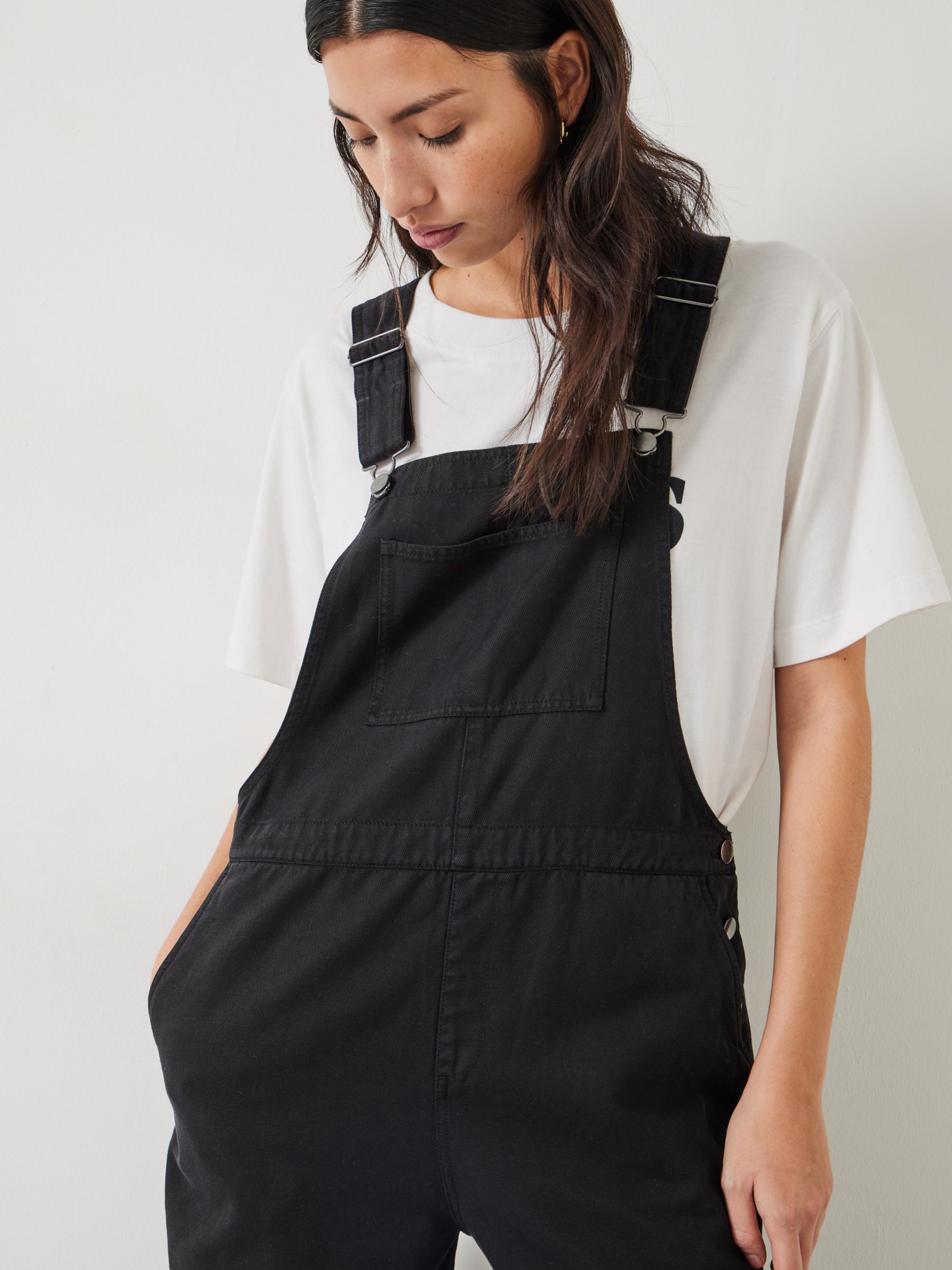 HUSH Wilma Cotton Blend Dungarees, Washed Black, 10