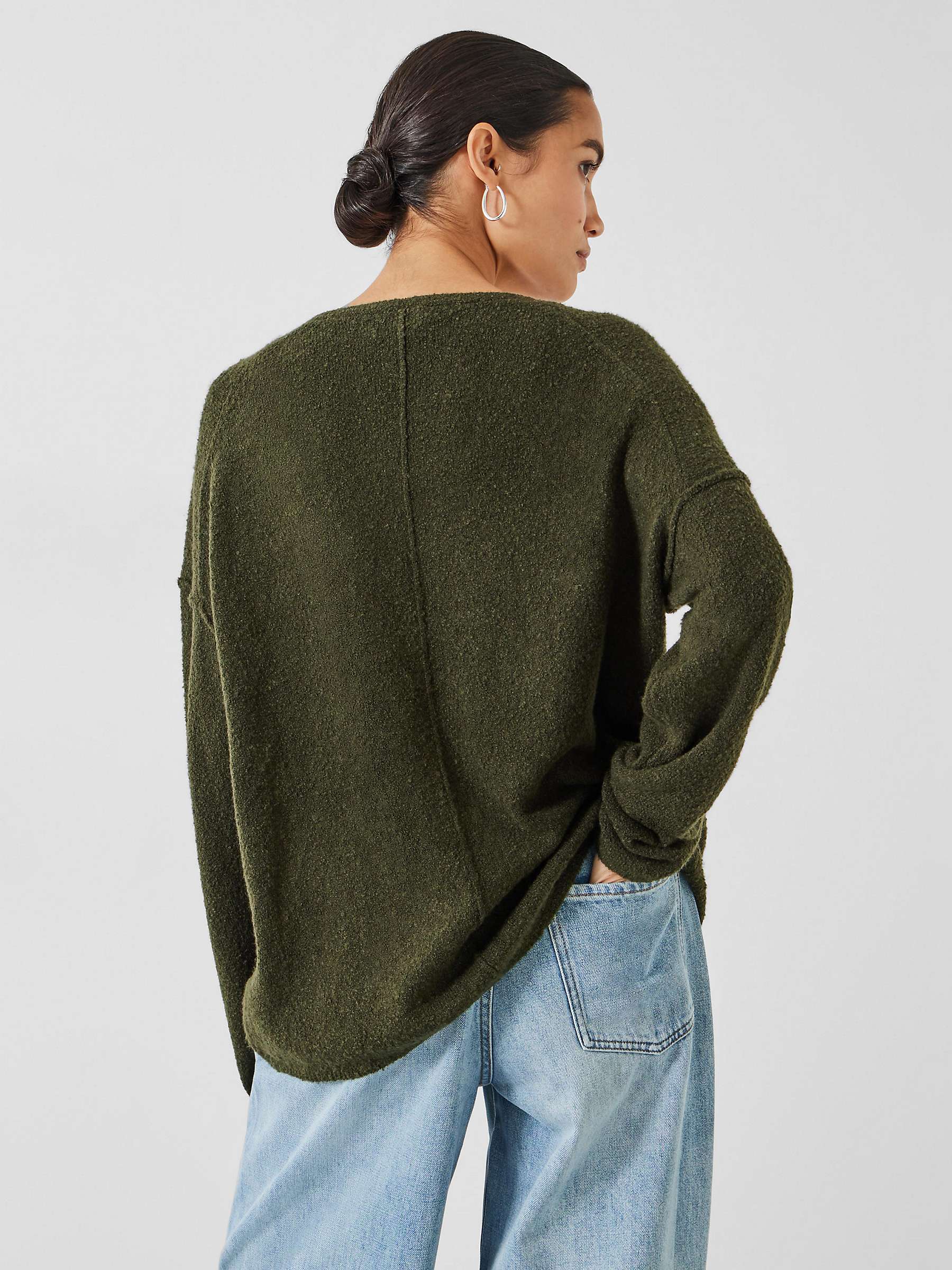 Buy HUSH Carinda Wool Blend V Neck Knitted Jumper, Dark Olive Green Online at johnlewis.com