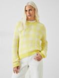 HUSH Thallon Gingham Wool Blend Jumper, Yellow/White