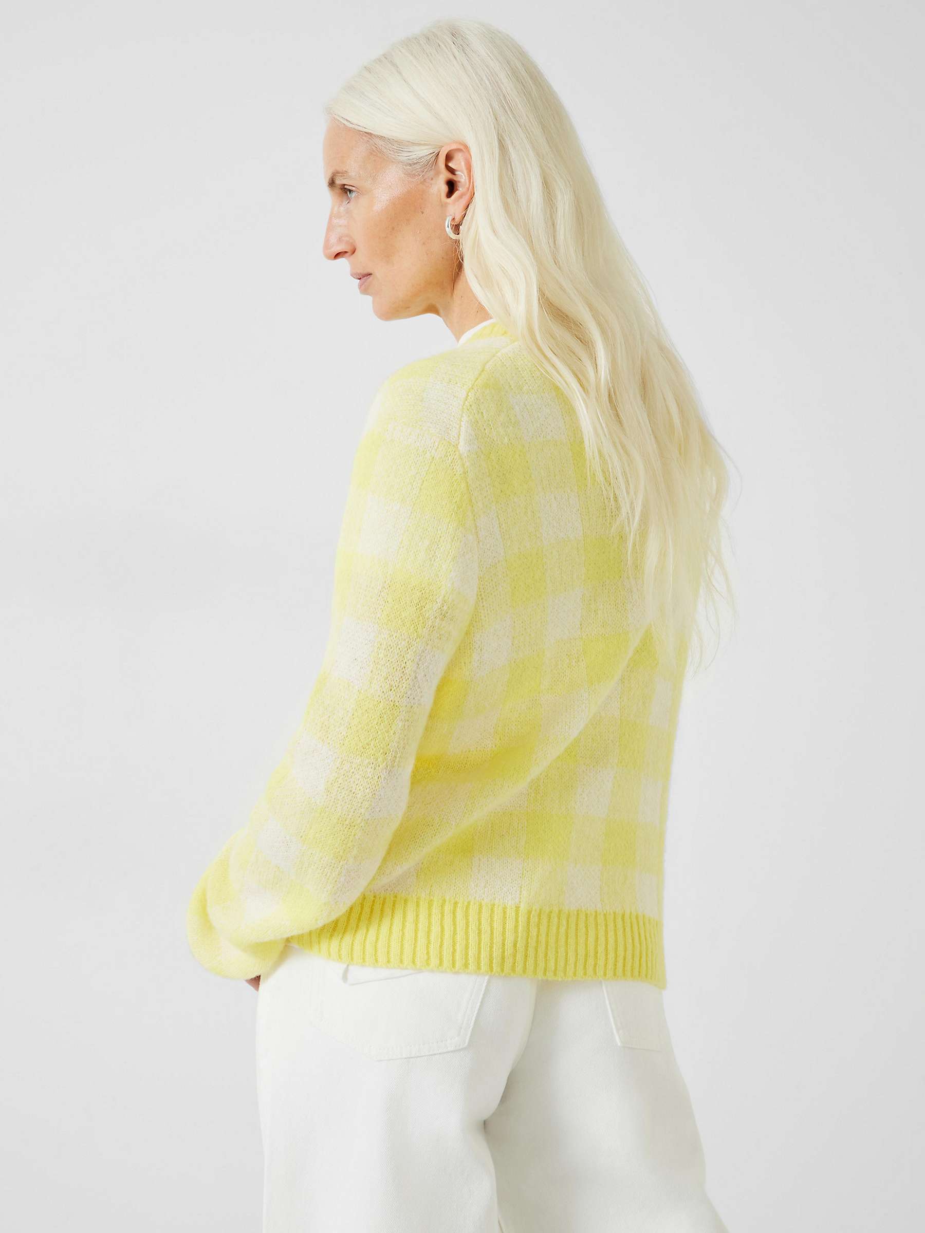 Buy HUSH Thallon Gingham Wool Blend Jumper, Yellow/White Online at johnlewis.com
