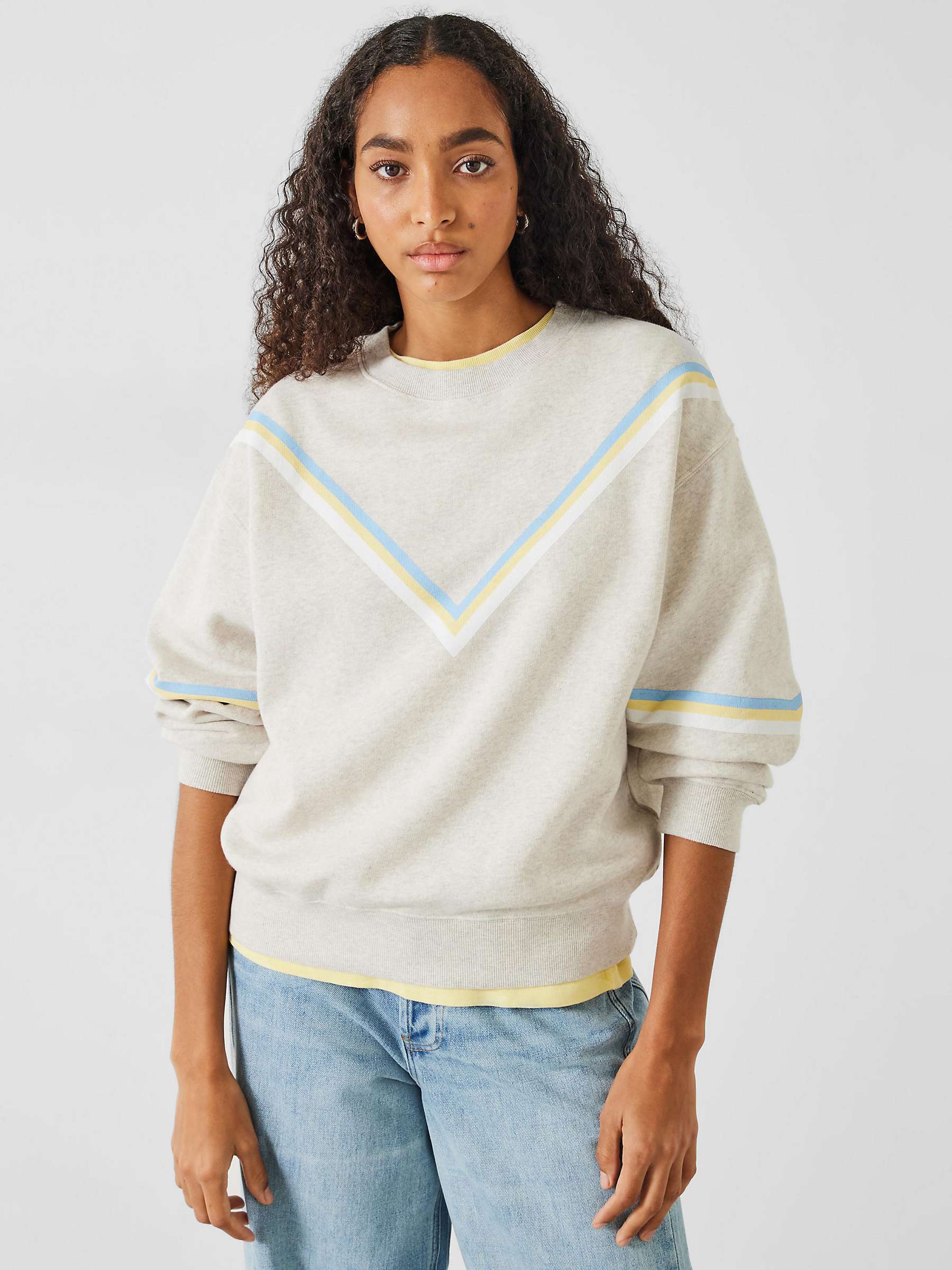 Buy HUSH Winona Chevron Stripe Sweatshirt, Grey Marl/Multi Online at johnlewis.com