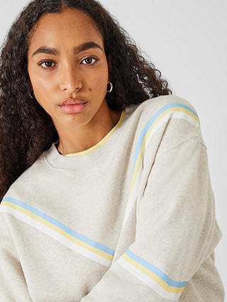 HUSH Winona Chevron Stripe Sweatshirt, Grey Marl/Multi