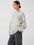 HUSH Neriah Oversized Colour Block Sweatshirt, Light Grey Marl