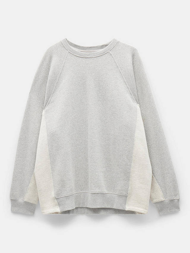 HUSH Neriah Oversized Colour Block Sweatshirt, Light Grey Marl