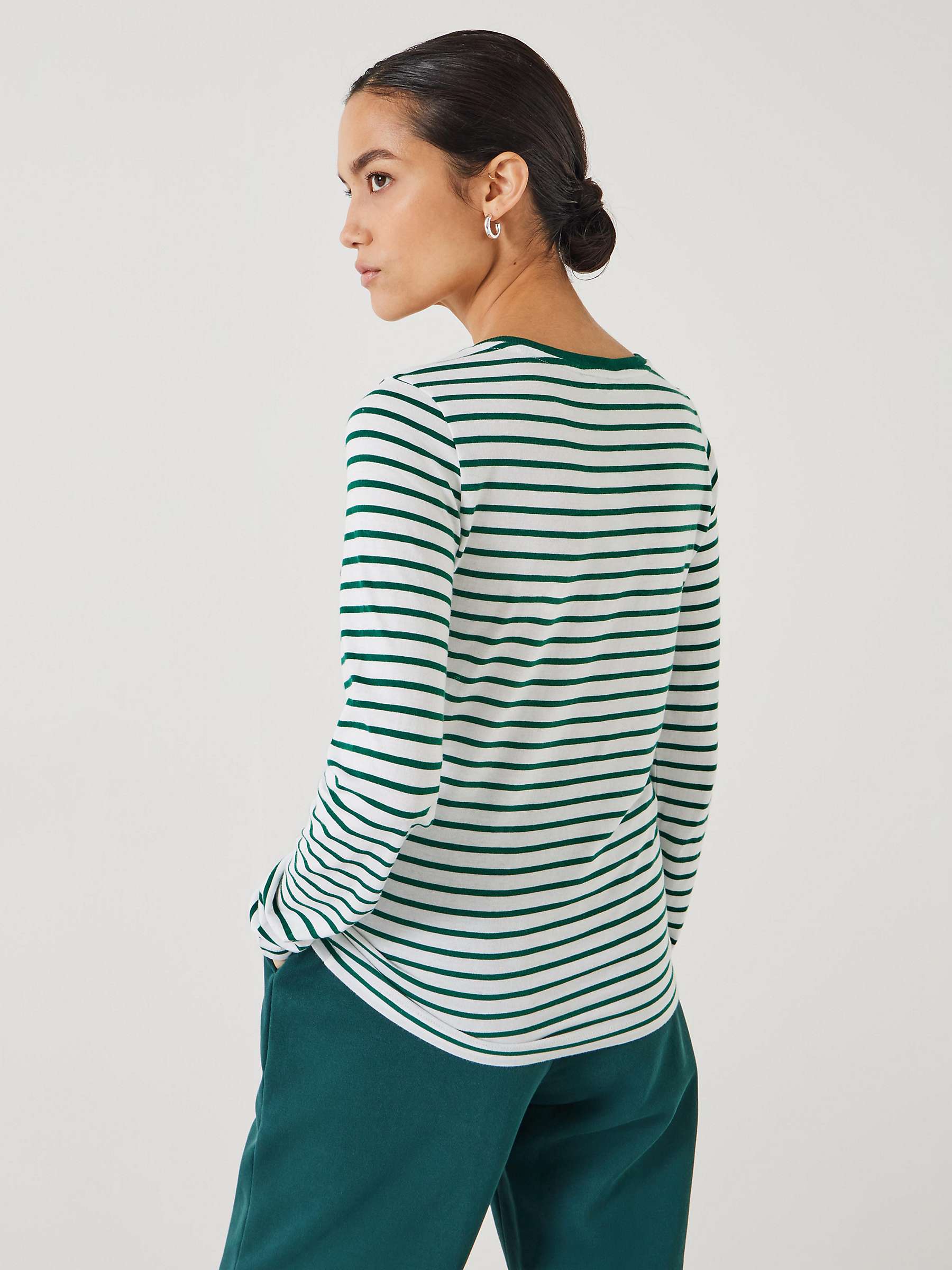 Buy HUSH Anna Stripe Crew Neck T-Shirt, Green/White Online at johnlewis.com