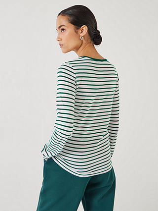 HUSH Anna Stripe Crew Neck T-Shirt, Green/White