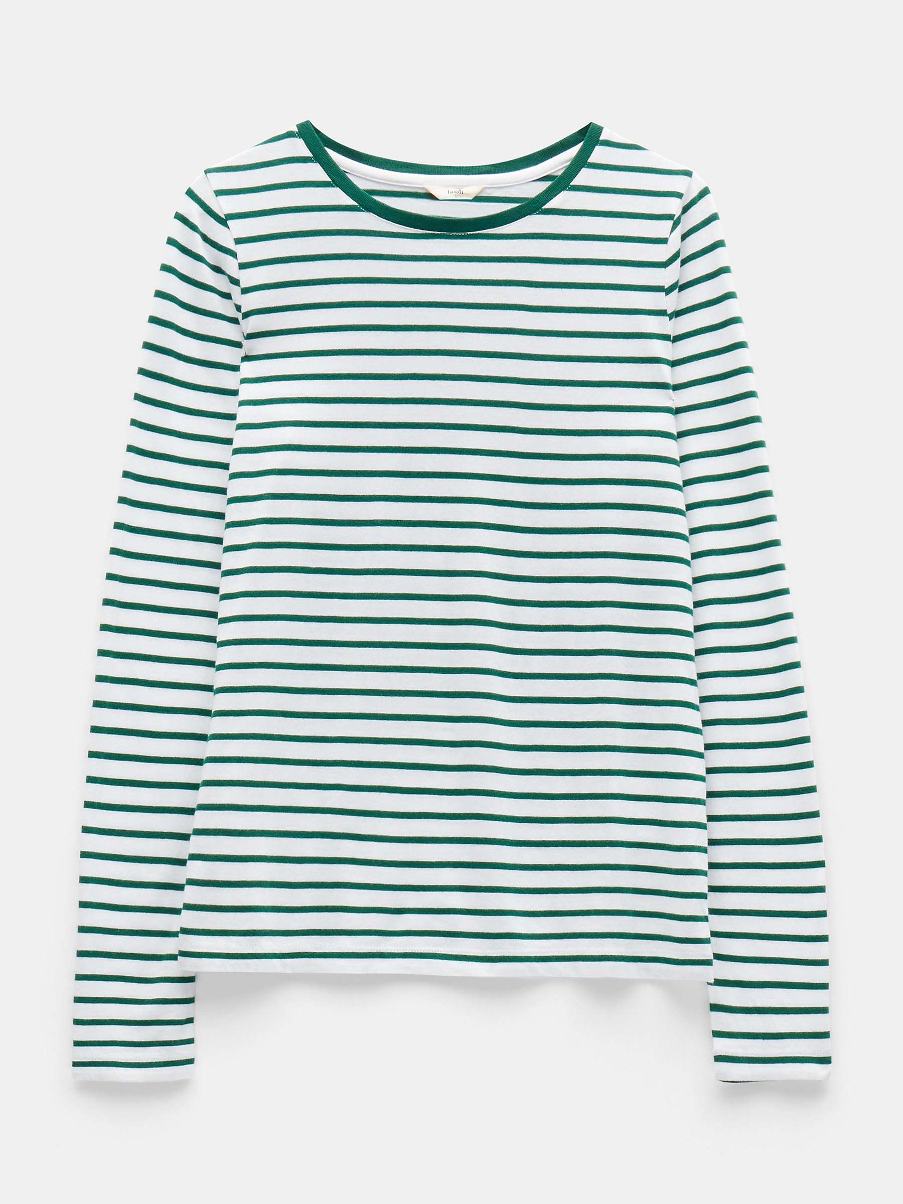 Buy HUSH Anna Stripe Crew Neck T-Shirt, Green/White Online at johnlewis.com