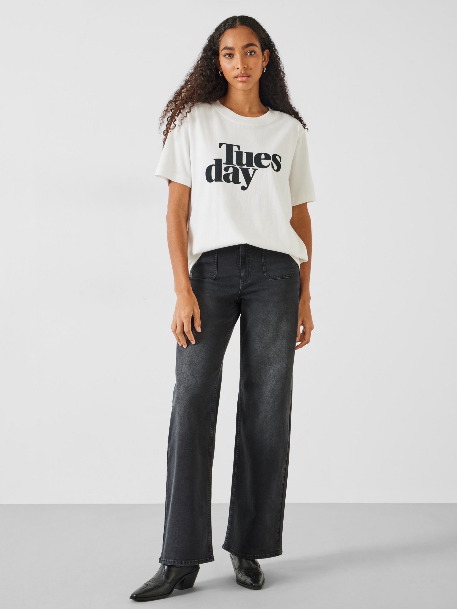 Buy HUSH Tuesday Graphic Cotton T-shirt, White Online at johnlewis.com