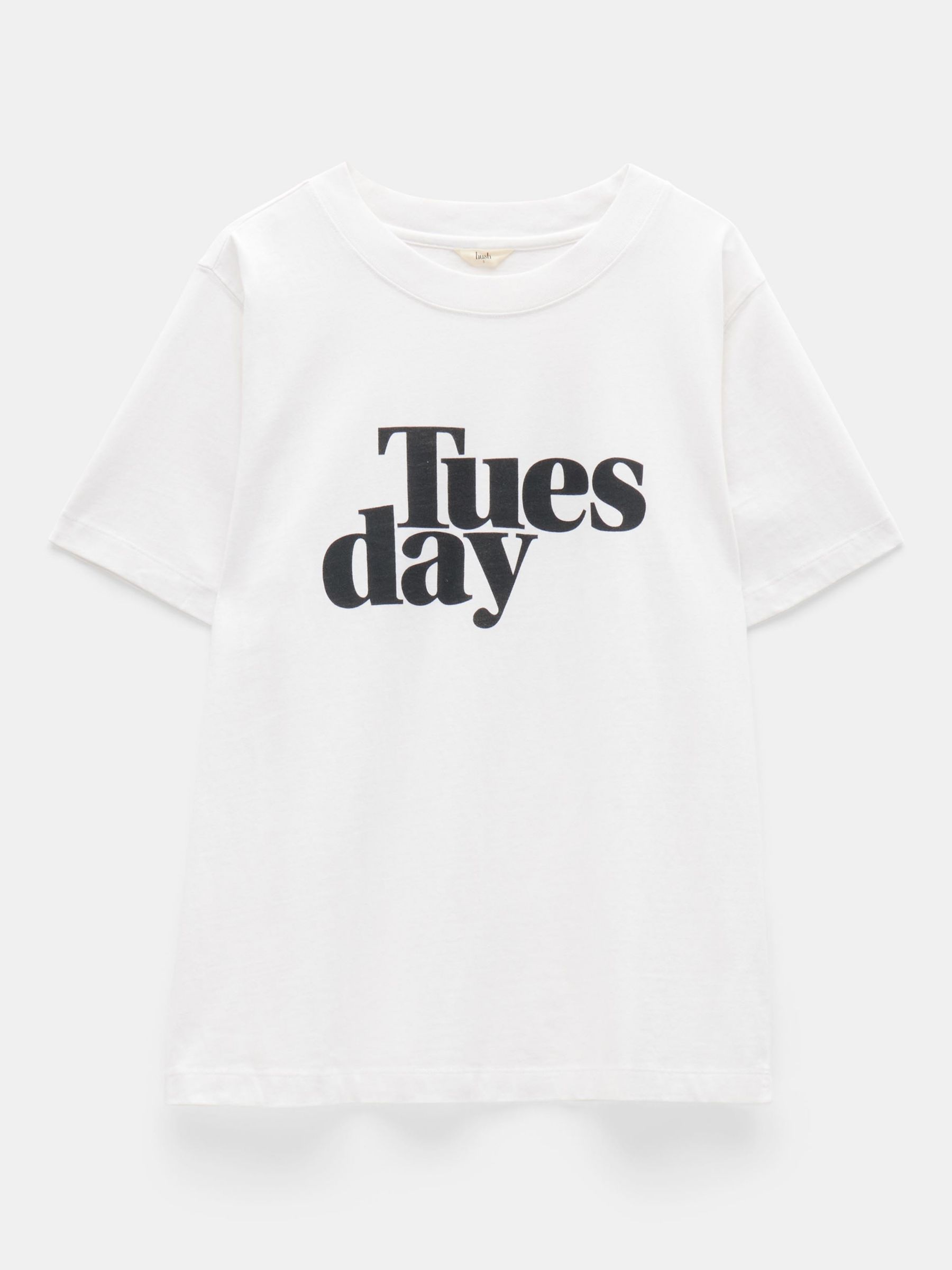 Buy HUSH Tuesday Graphic Cotton T-shirt, White Online at johnlewis.com