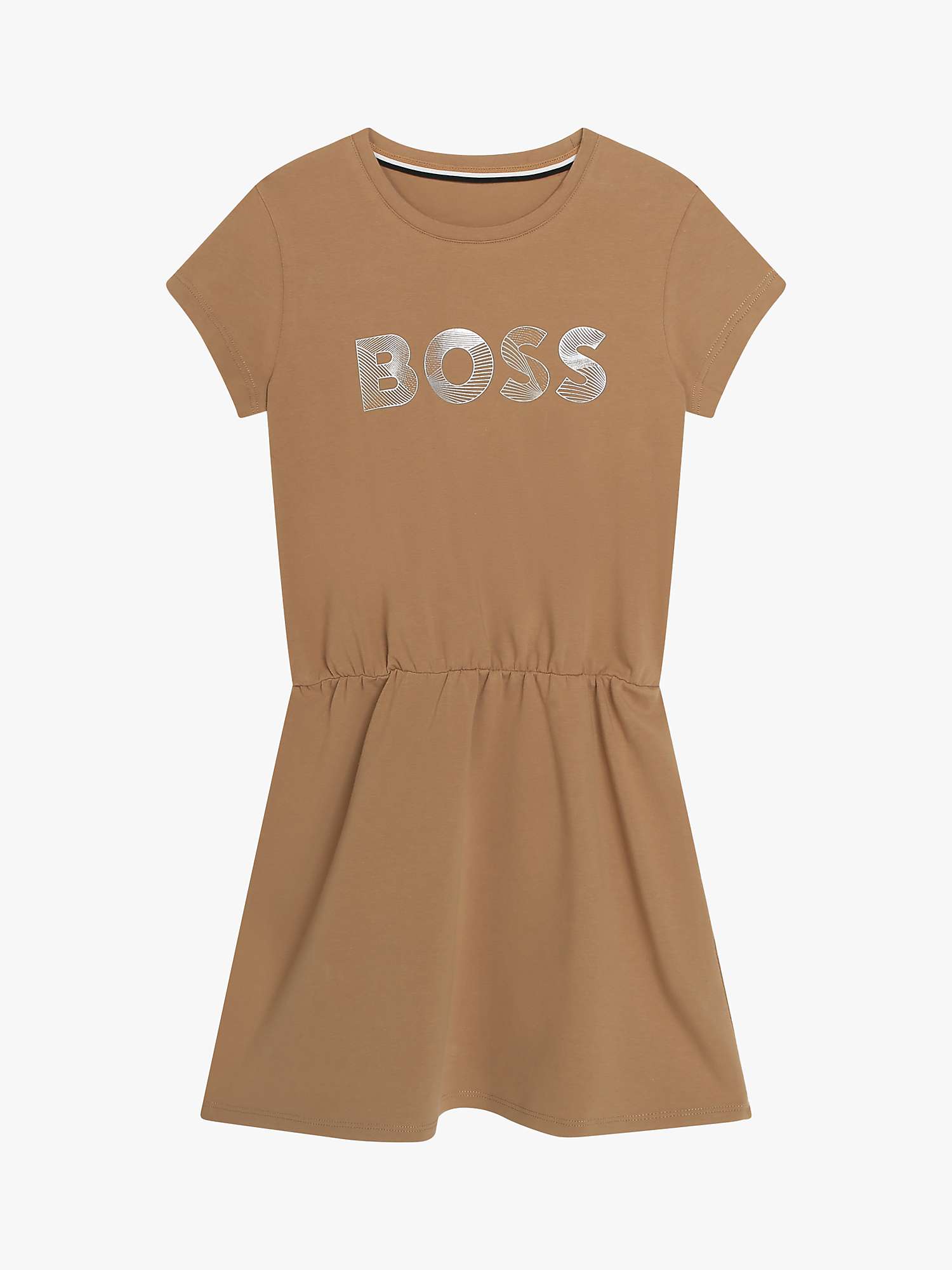 Buy BOSS Kids' Logo Short Sleeve Jersey Dress, Chocolate Online at johnlewis.com