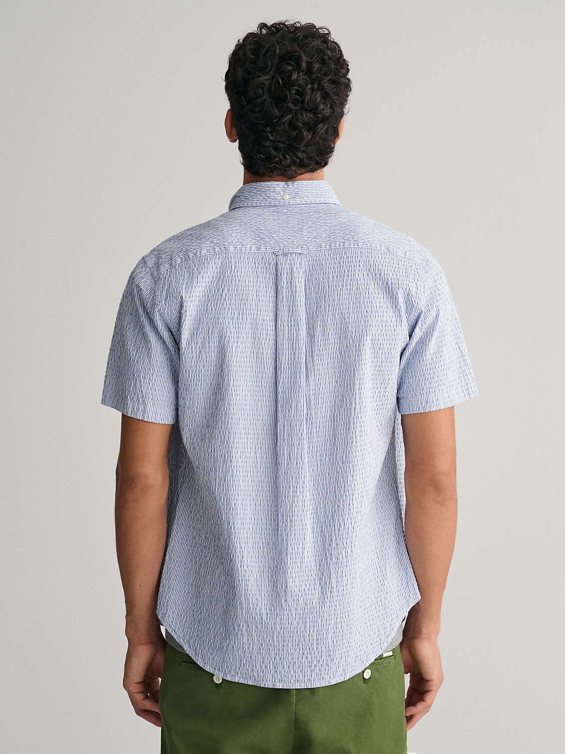 Buy GANT Seersucker Stripe Short Sleeve Shirt, Rich Blue Online at johnlewis.com