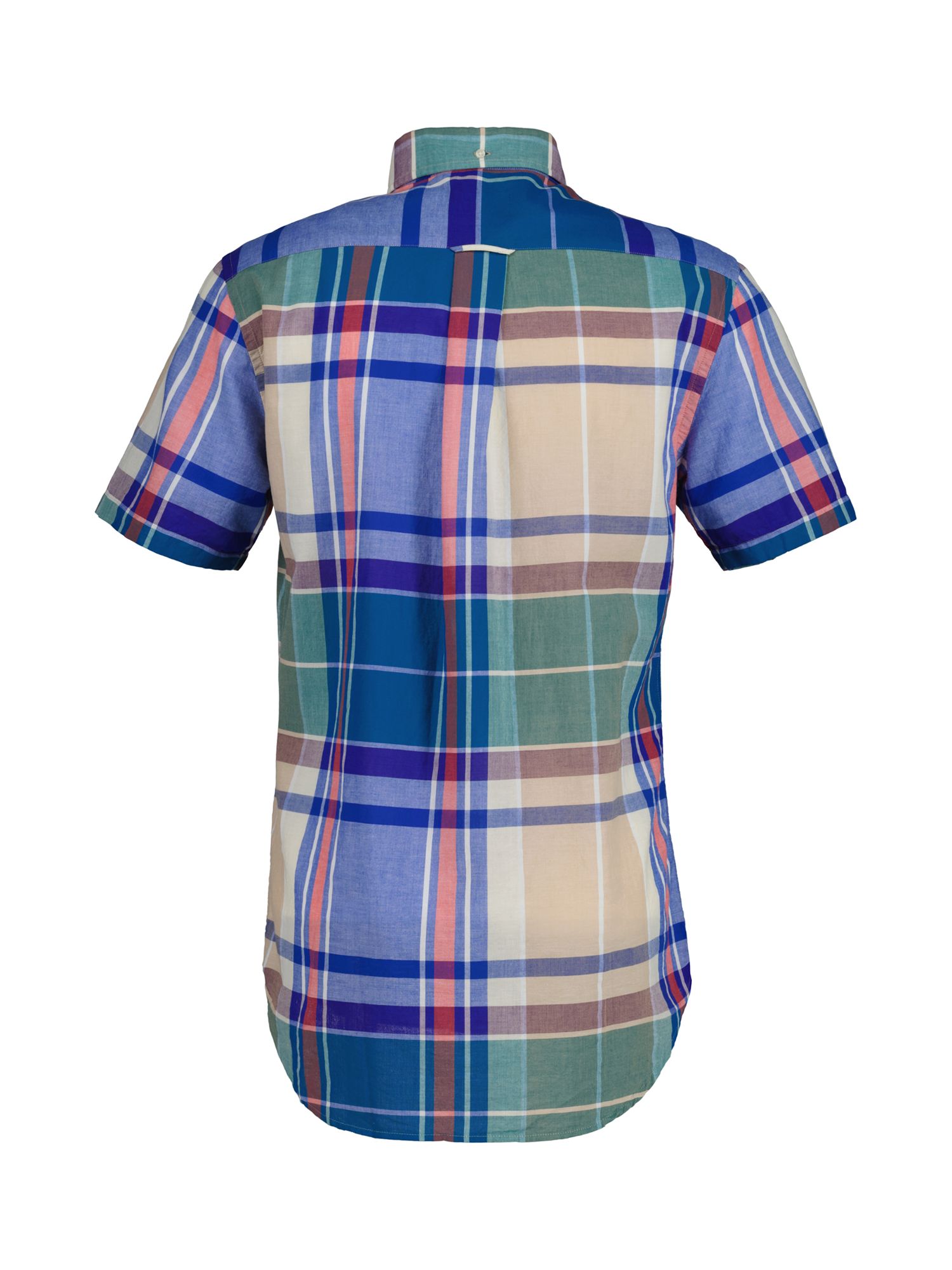 GANT Madras Short Sleeve Shirt, Blue/Multi, M