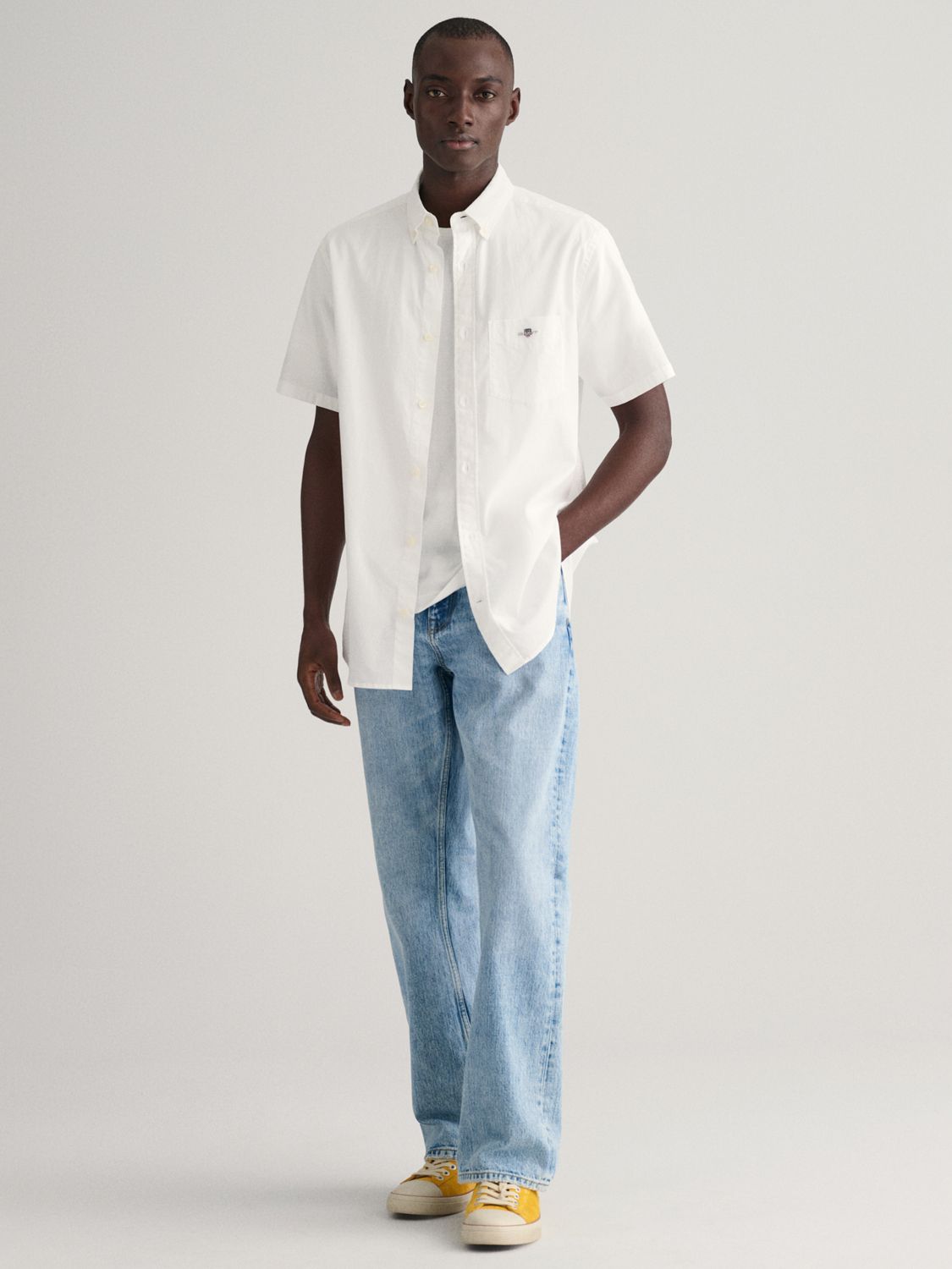 GANT Regular Fit Linen Blend Shirt, White, M
