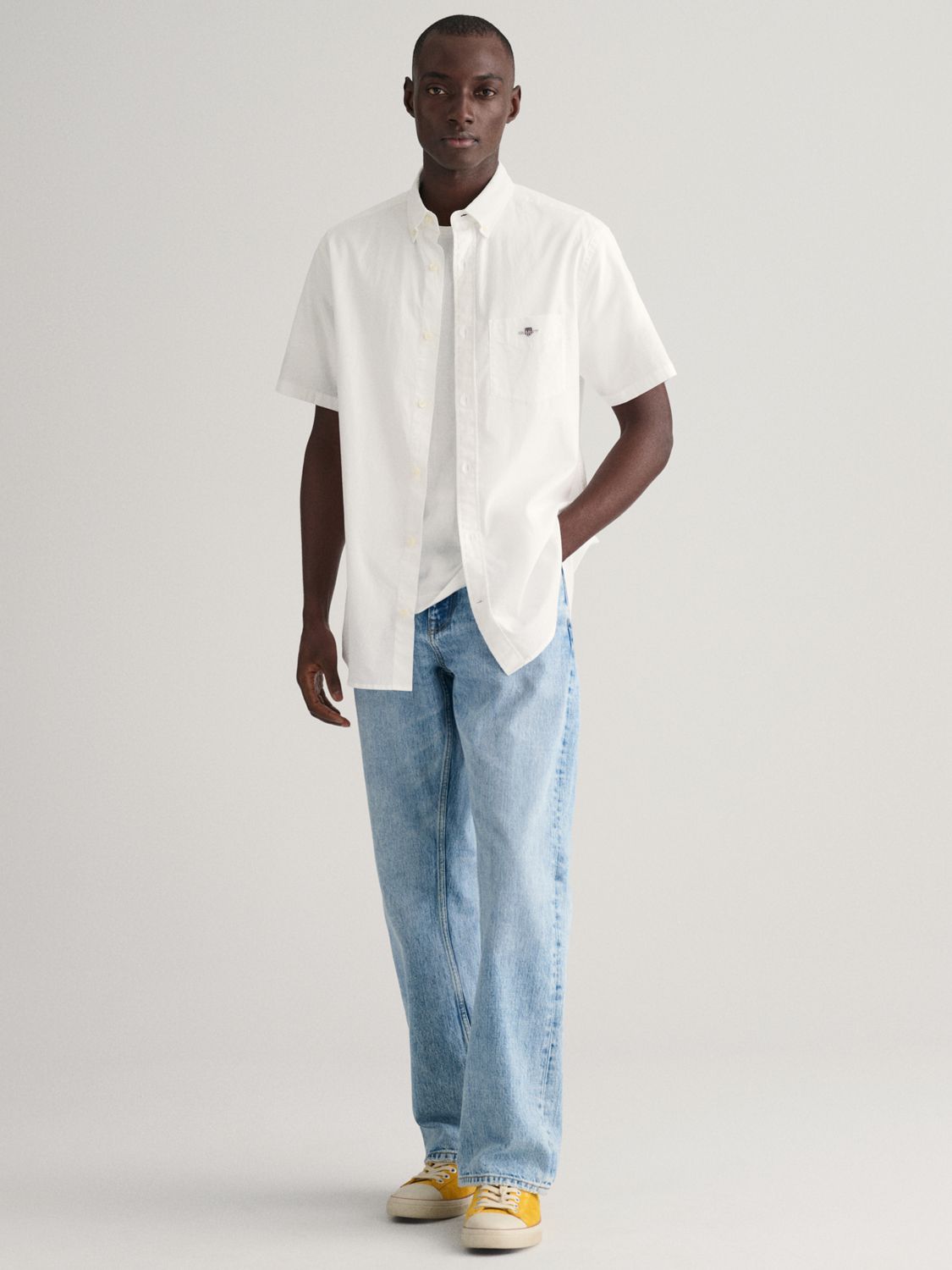 Buy GANT Regular Fit Linen Blend Shirt, White Online at johnlewis.com