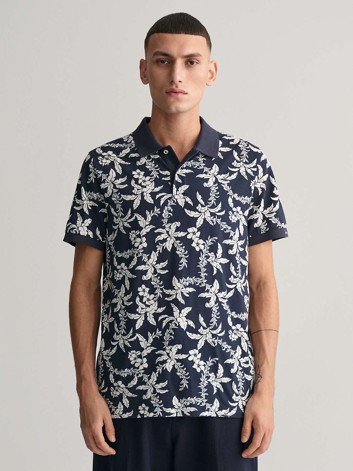 Buy GANT Vintage Hawaiian Polo Shirt, Navy/White Online at johnlewis.com