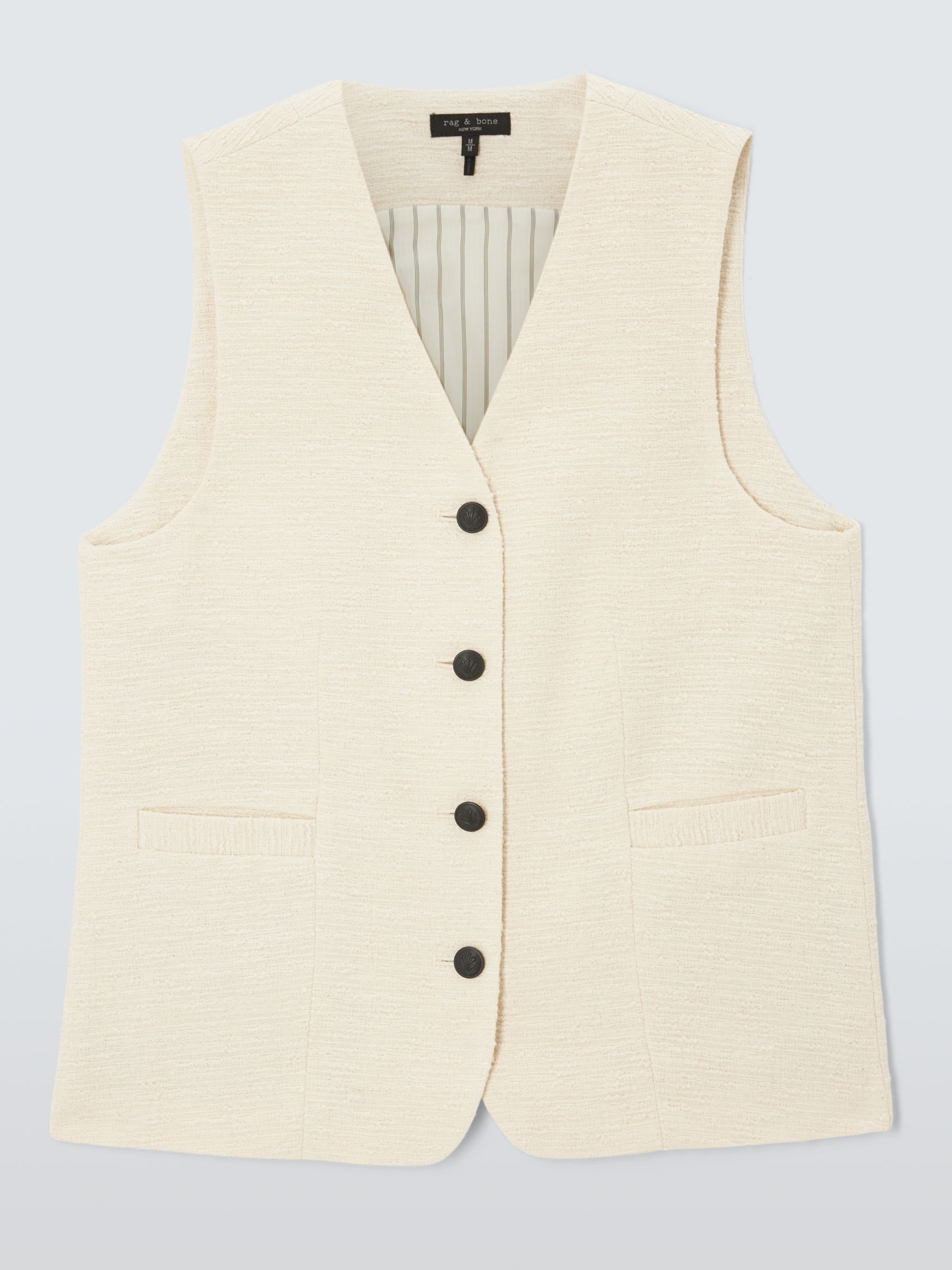 Buy rag & bone Charlotte Tweed Waistcoat, Ivory Online at johnlewis.com