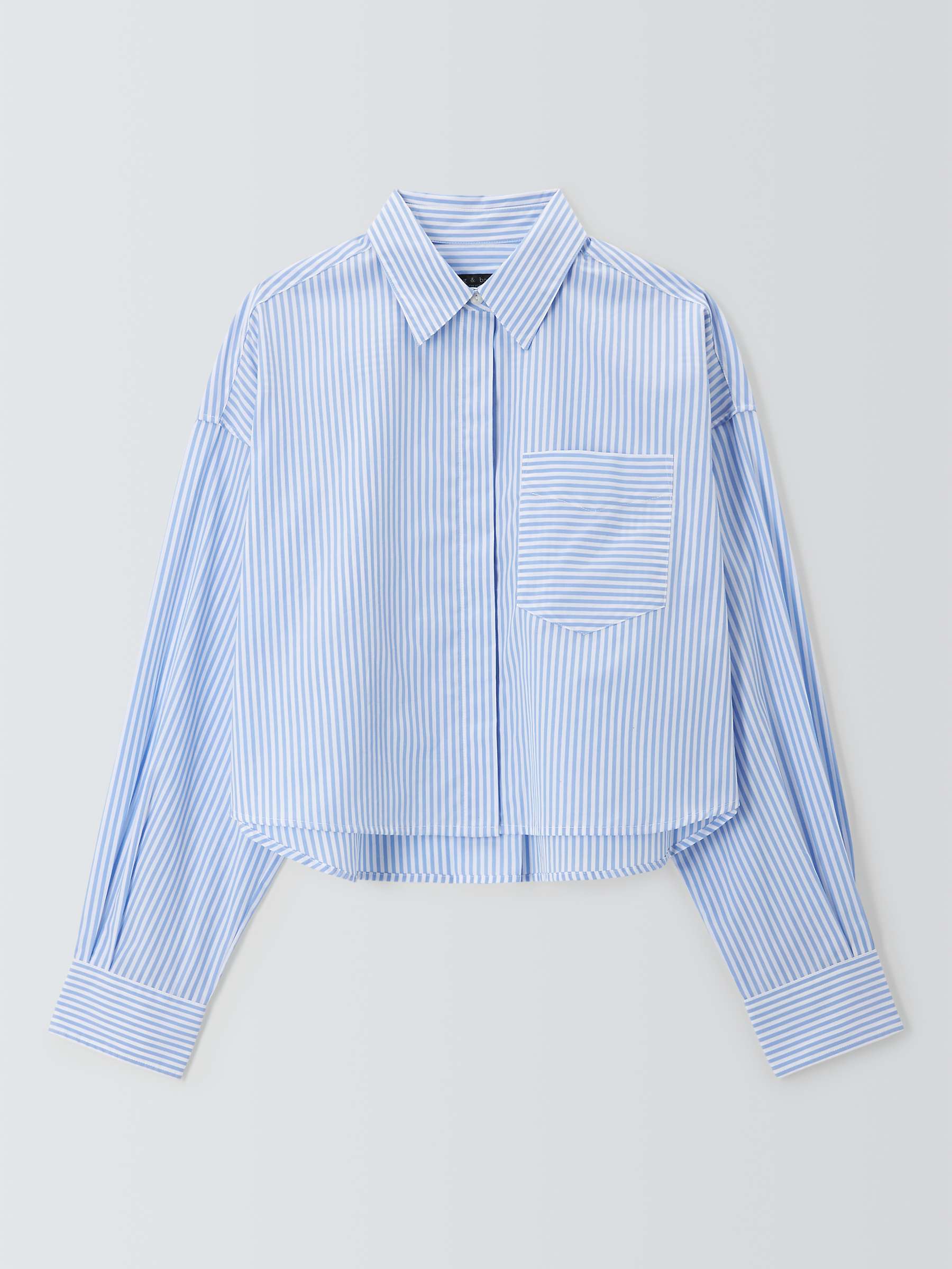Buy rag & bone Beatrice Stripe Cropped Shirt, Light Blue Online at johnlewis.com