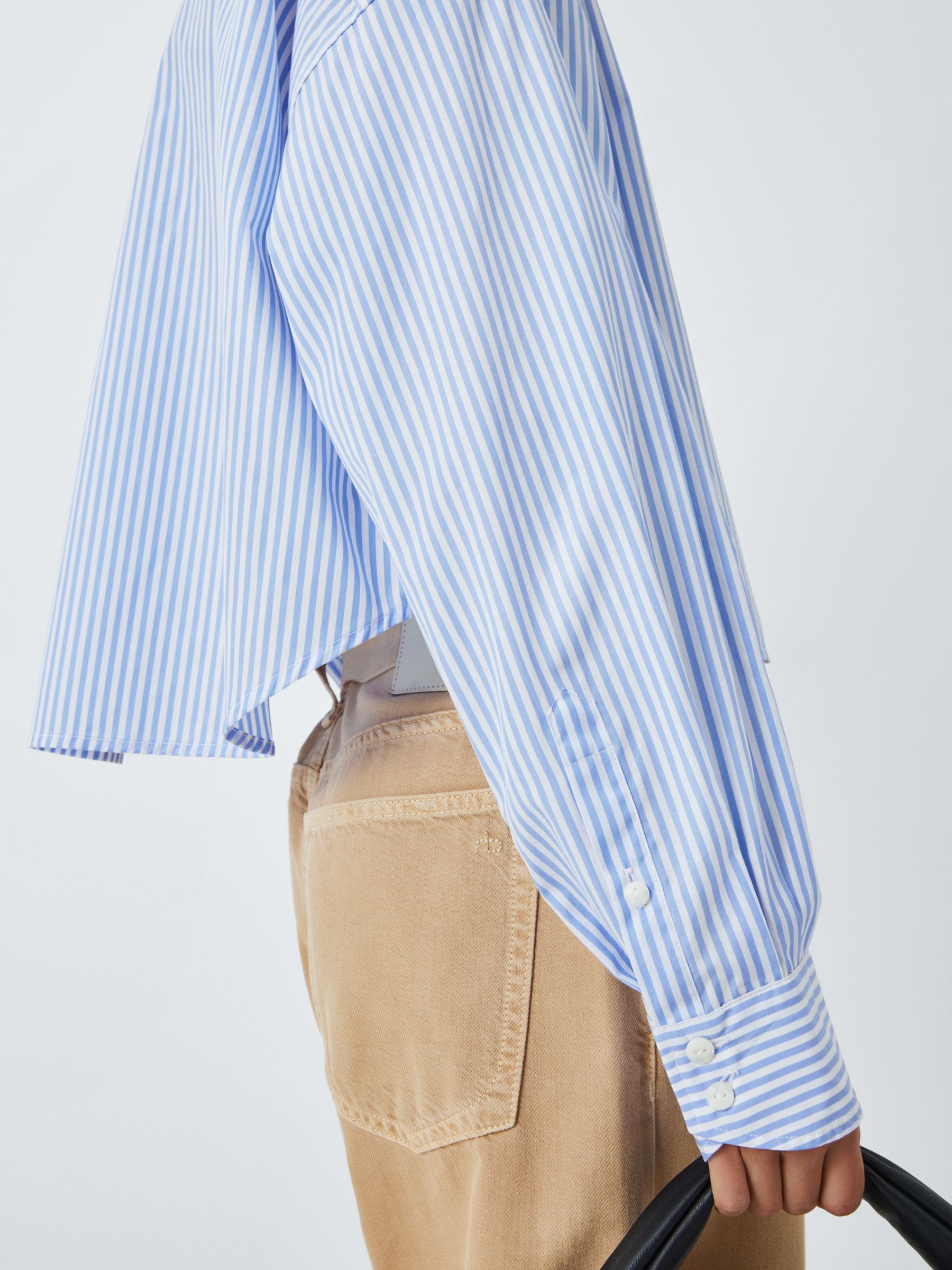 rag & bone Beatrice Stripe Cropped Shirt, Light Blue, M
