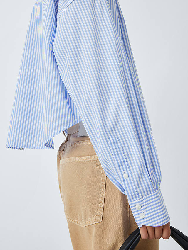 rag & bone Beatrice Stripe Cropped Shirt, Light Blue