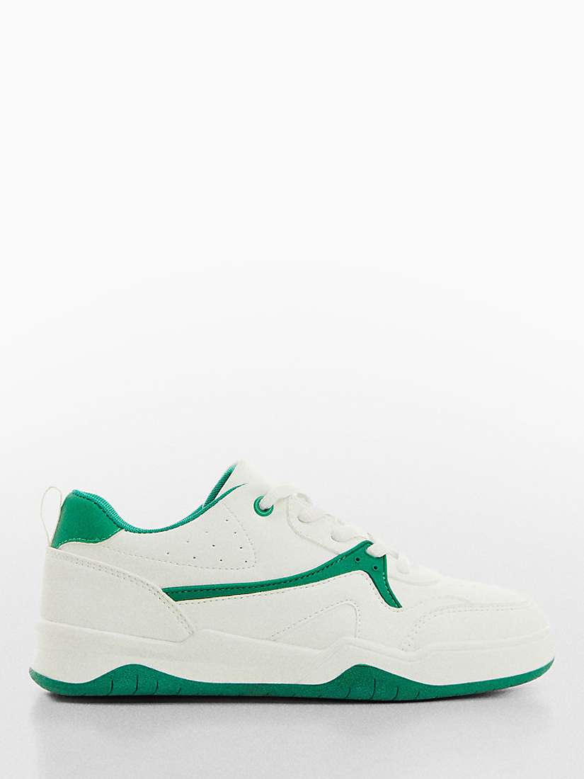Buy Mango Kids' Goofy Lace Up Trainers, White/Green Online at johnlewis.com